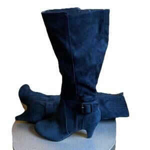 Bella Vita Women's Navy Blue Super Suede “Troy II” Tall Dress Boots Shoe Size 8M